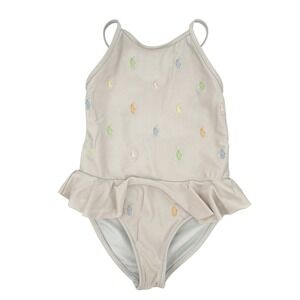 Polo Ralph Lauren Girls Swimsuit Size 6 Embroidered Pony Ruffle One Piece